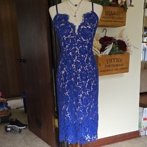 Elegant Blue Lace Dress